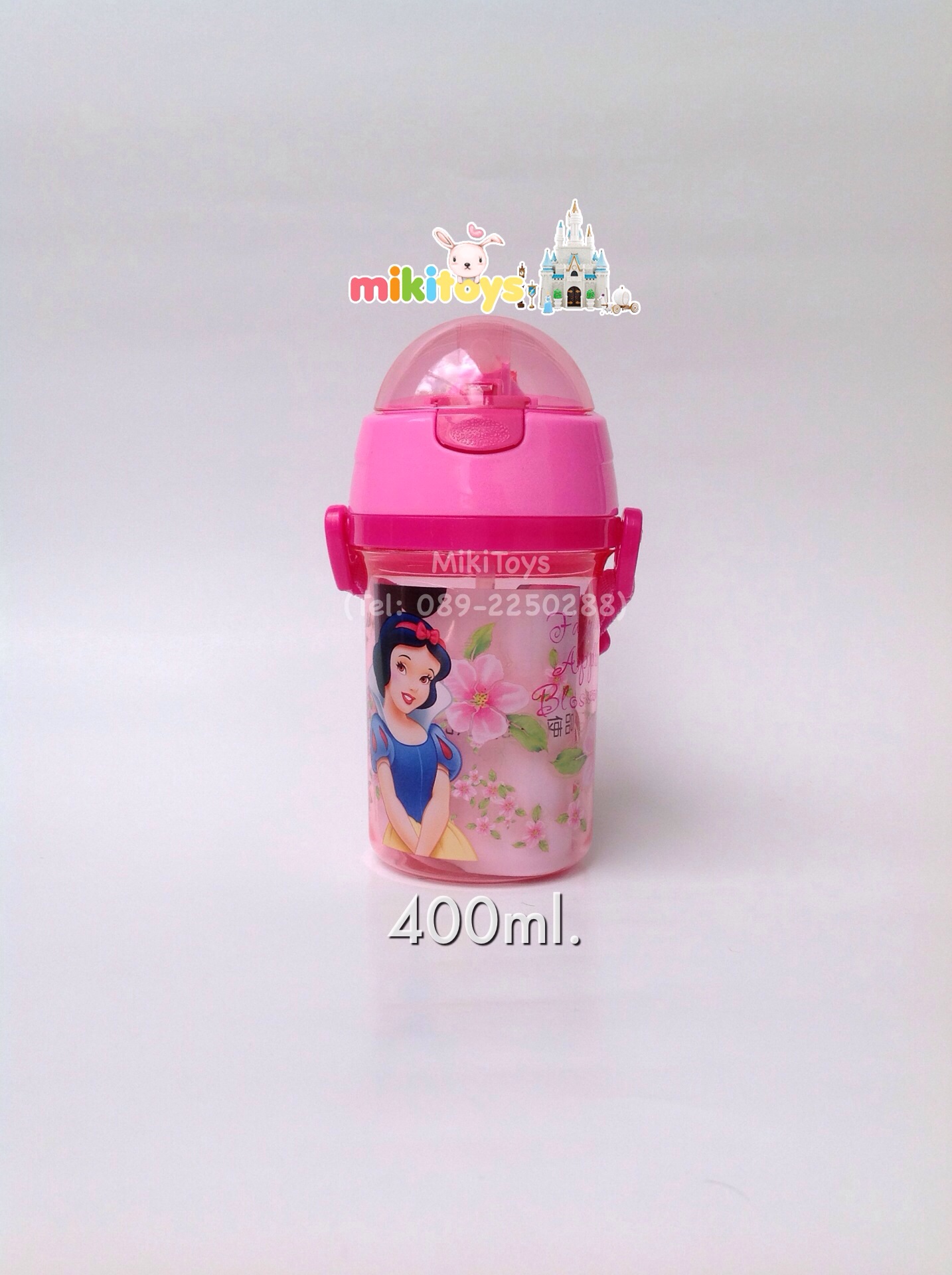 กระติกน้ำเจ้าหญิง ดิสนีย์ Princess Disney 400ml. #Tropical princess สีชมพูจี๊ดๆลายสวยมากๆ *BPA Freeปลอดภัย(ฟรีค่าจัดส่ง)