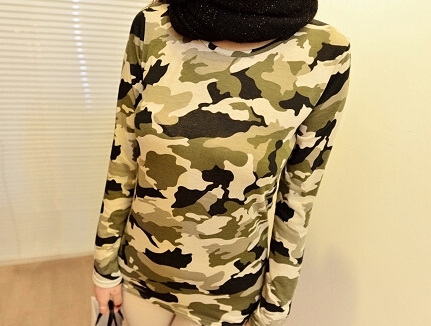 Pre Order - เสื้อกันหนาวแฟชั่นเกาหลี คอกลม ผ้าฝ้ายแบบบาง สีเขียวทหาร