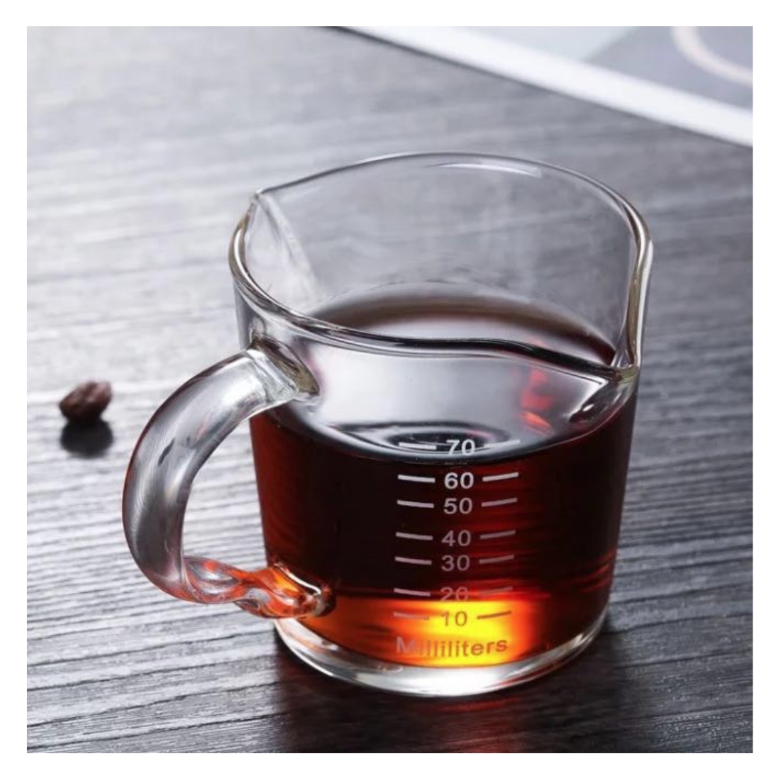 แก้วกาแฟ แก้วเอสเพรสโซ่ 75 มล. ปากเท 2 ปาก และ เส้นสเกลตวงปริมาณ รหัส 1929
