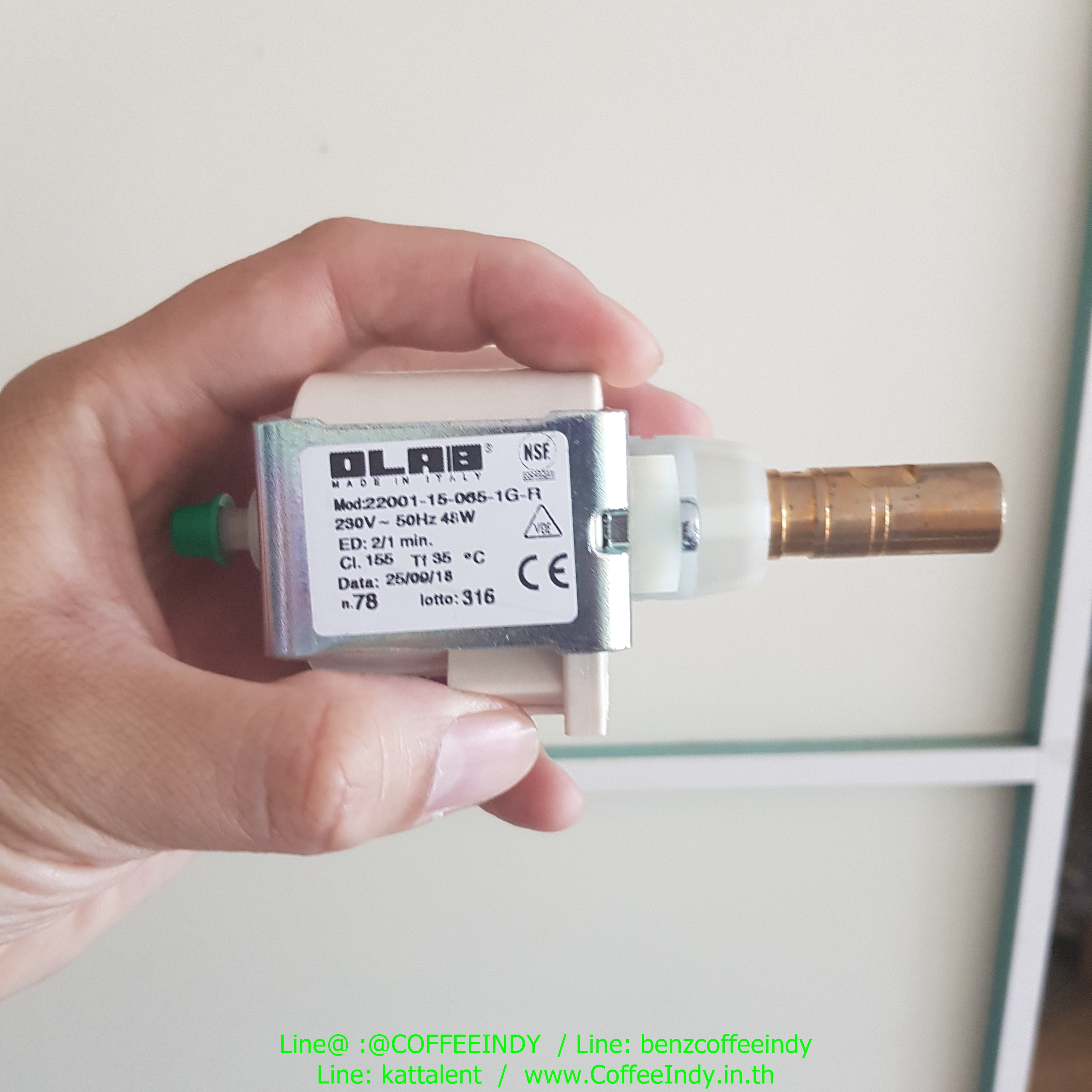 PUMP OLAB อะไหล่ปั๊มน้ำเครื่องชงกาแฟขนาดเล็ก รุ่นแกนทองเหลือง อะไหล่แท้ ไอแมดโมกิต้า Mokita รหัส 0878