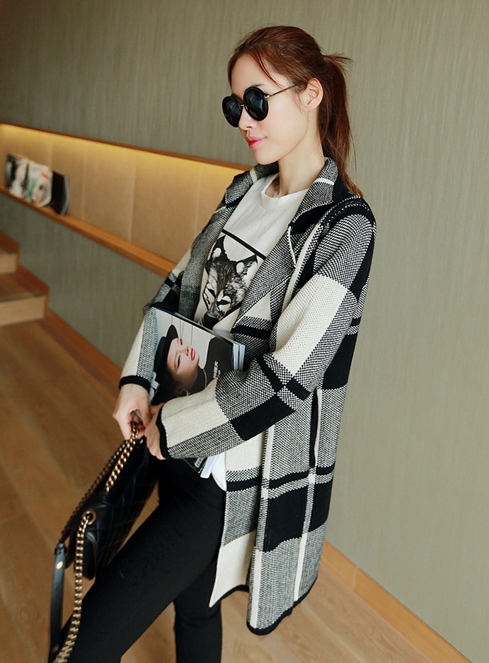 Pre Order - เสื้อกันหนาวแฟชั่นเกาหลี เสื้อแจ๊คเก็ตหนาลายสก๊อต สี : สีน้ำเงิน / สีแดง / สีดำ