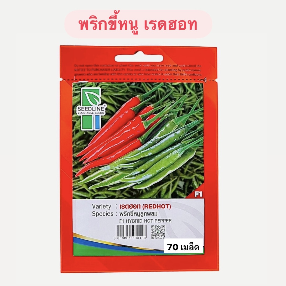 พริกขี้หนู เรดฮอท (70 เมล็ด)