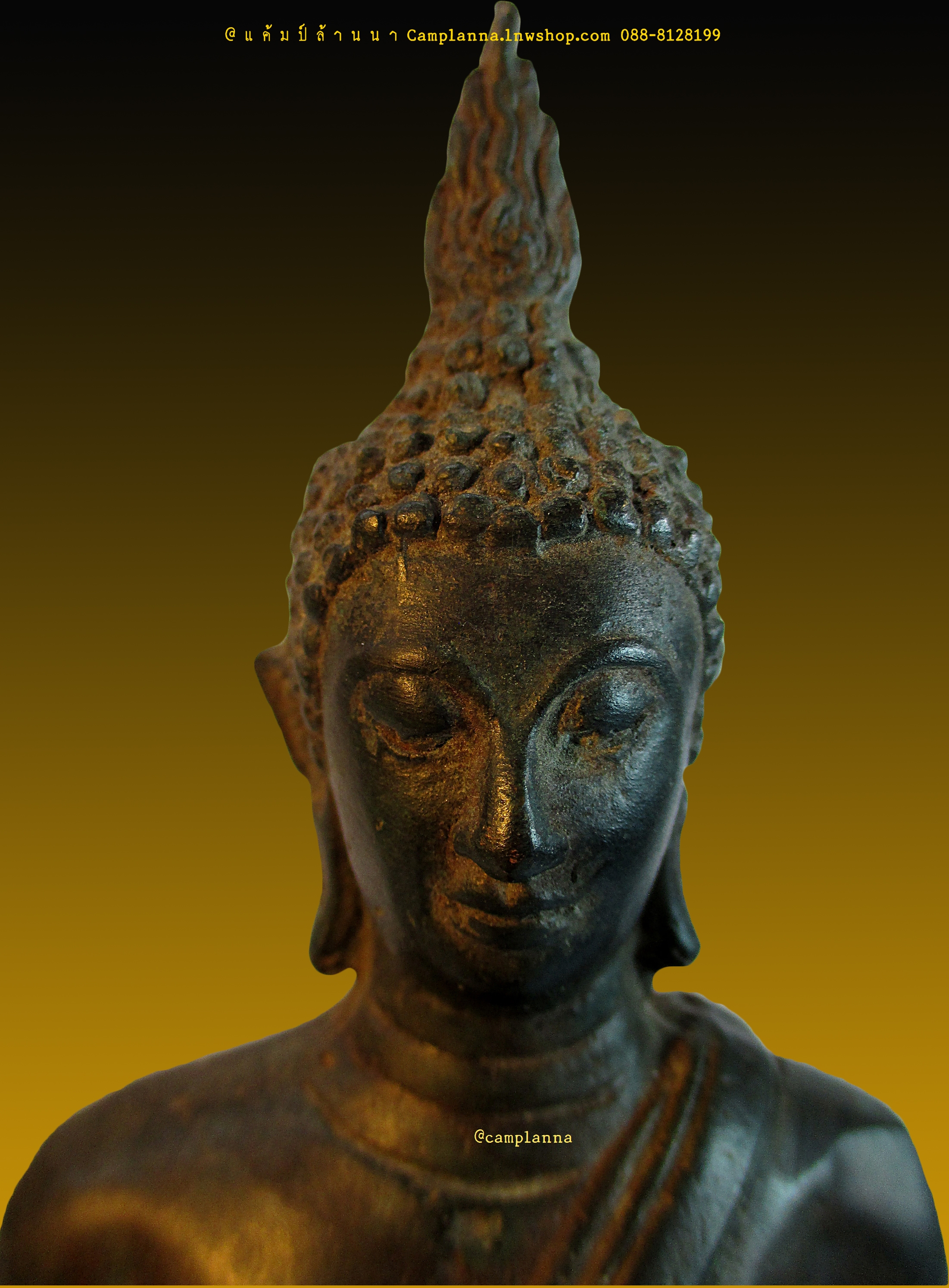 พระพุทธรูปบูชาสุโขทัย หน้าตักสี่นิ้ว เนื้อสำริด 17.5x11 cm งดงามอลังการศิลปะสุโขทัยแท้บริสุทธิ์