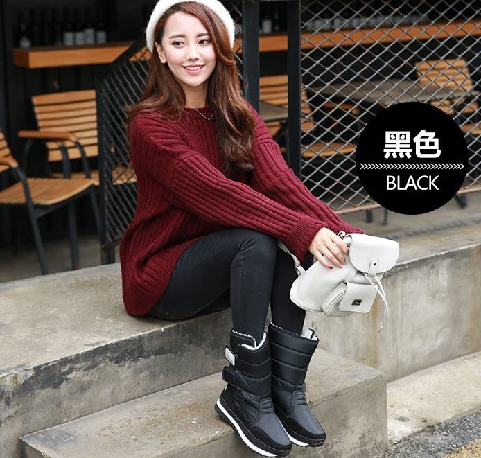 Pre Order - รองเท้าบูทกันหนาว รองเท้าบูทลุยหิมะ ผ้าร่ม+หนังPU ข้างในบุหนังสัตว์ สี : เทา / ดำ / ชมพู / ไวน์แดง / ฟ้า / ม่วง / กากี ไซส์ 35 / 36 / 37 / 38 / 39 / 40