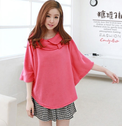 Pre Order - เสื้อกันหนาวแฟชั่นเกาหลี คอปก เป็นเสื้อคลุม : สีแดง / สีพีช(ชมพู) / สีเขียว