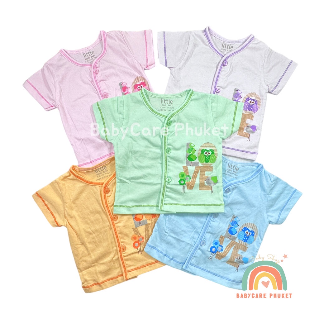เสื้อเด็กแรกเกิด กระดุมหน้า ผ้าคัตตอล