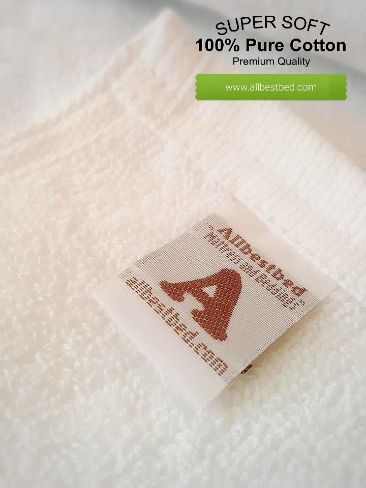 ผ้าขนหนูโรงแรม ขนคู่ สีขาว Pure Cotton100% เกรด A ทอขอบในตัว