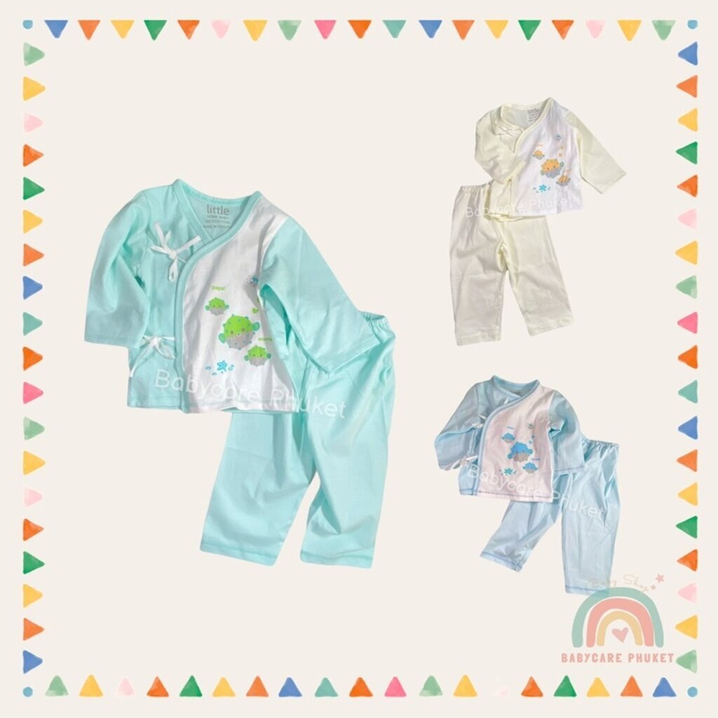 ชุดแขนยาวขายาวเด็กแรกเกิด แบบผูก ผ้าคัตตอลเนื้อนิ่ม