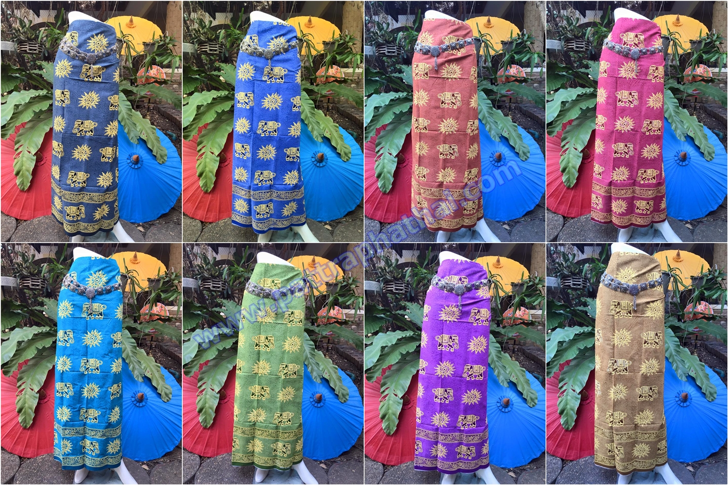 ผ้าถุงคอตต้อน-ลายช้างเขียนทอง