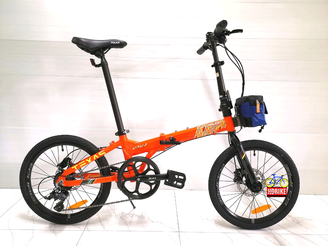จักรยานพับได้ Police TEXAS เฟรมอลูมิเนียม ล้อ20นิ้ว เกียร์8สปีด ดิสเบรคน้ำมัน