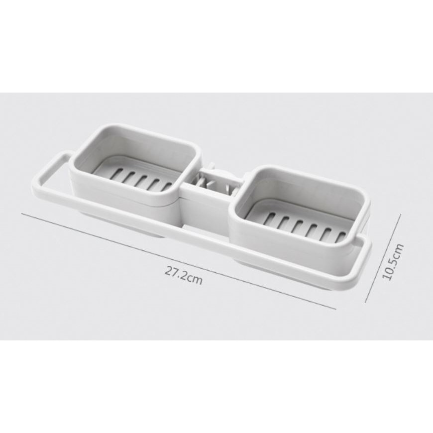 Akachan ที่วางสบู่ อุปกรณ์ล้างจาน แบบ 2 ถาดคู่