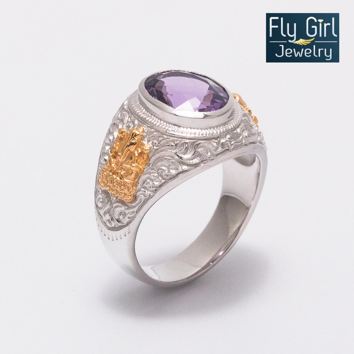 แหวนพระพิฒเนศ พลอยอเมทิสต์แท้(ราศีกุมภ์หรือคนเกิดวันเสาร์) เเทพแห่งความสำเร็จ เงินแท้รุ่นนี้ใส่ได้ทั้งหญิงและชาย