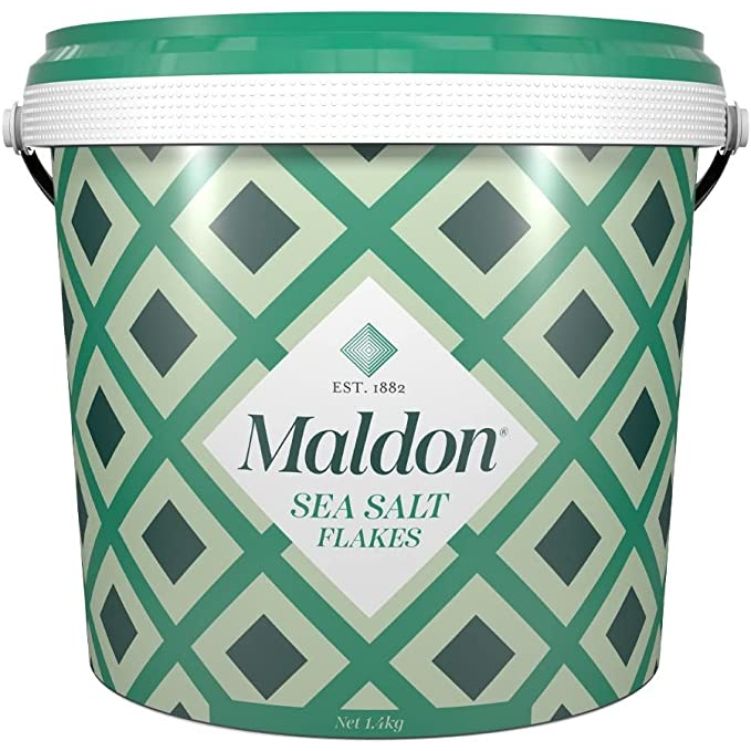 maldon sea salt in bucket เกลือมาลดอน เกลือทะเล 125ml -1.4 kg เกลือทะเลชนิดเกล็ดจาก อังกฤษ マルドン