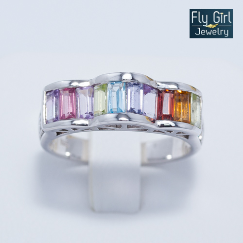 แหวนเงินแท้ พลอยแท้5สี เสริมดวง