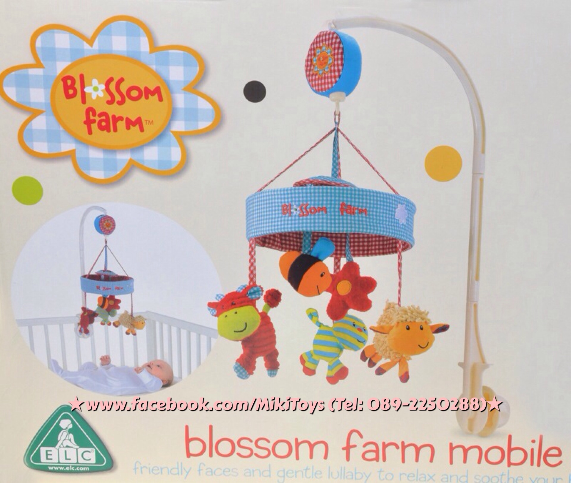 ELC-Blossom Farm Musical Cot Mobile โมบายดนตรี สีฟ้า แบบไขลาน
