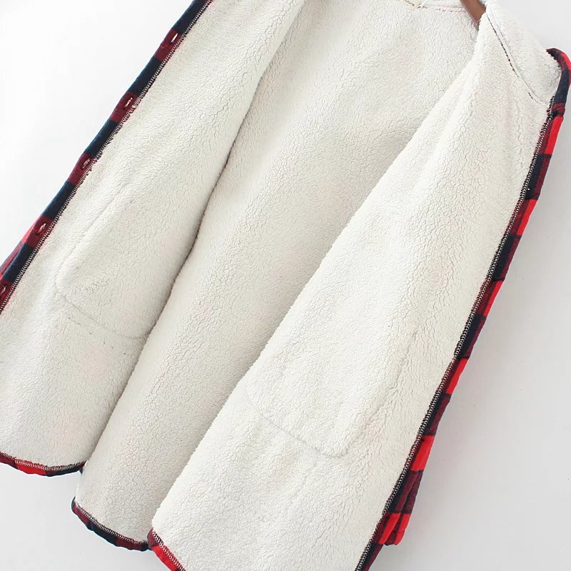 PreOrderคนอ้วน - เสื้อกันหนาวแฟชั่น ผ้าฝ้ายลายสก๊อต บุขนสัตว์ด้านใน มีHood สี : ดำ / แดง / เขียว