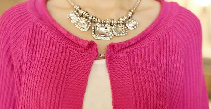 Pre Order - เสื้อคลุมกันหนาวแฟชั่นเกาหลี พิมพ์ลายสวยงาม เป็นเสื้อคอกลมเวตเตอร์ไหมพรมแบบบาง แขนยาว สี : สีดำ / สีเบจ / สีกุหลาบ