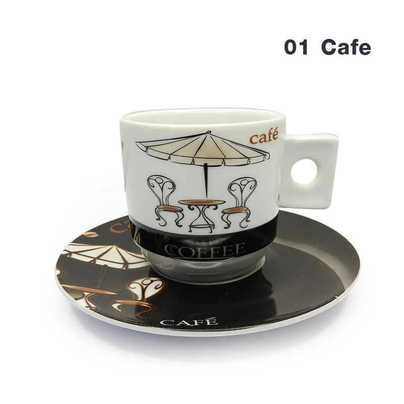 ชุดแก้วของขวัญ แก้วกาแฟ ขนาดกลาง 65 มล. ลาย cafe 1610-632-01