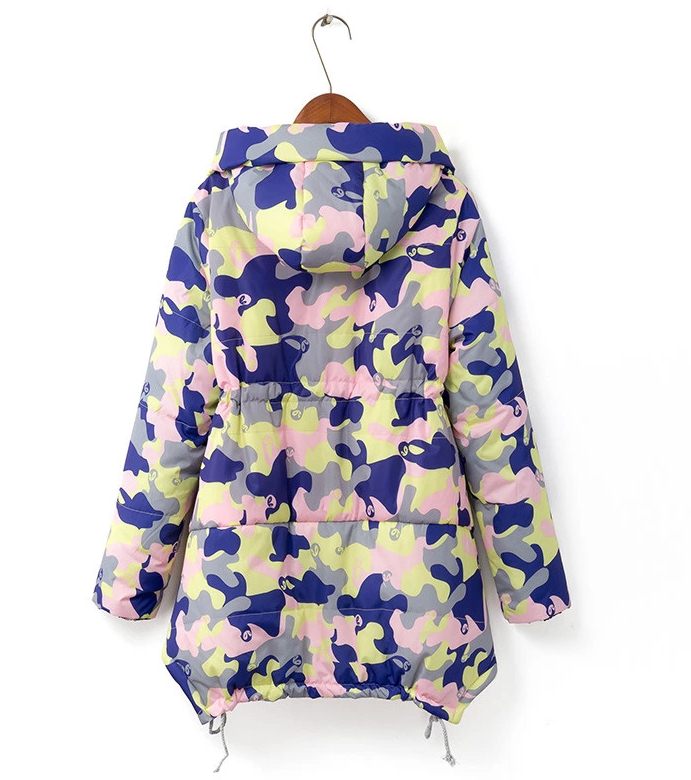 PreOrderไซส์ใหญ่ - เสื้อกันหนาวแฟชั่น ไซส์ใหญ่ ลายทหาร ข้างในเป็นขนสัตว์ มี Hood หนา สี : น้ำเงิน / สีเขียว