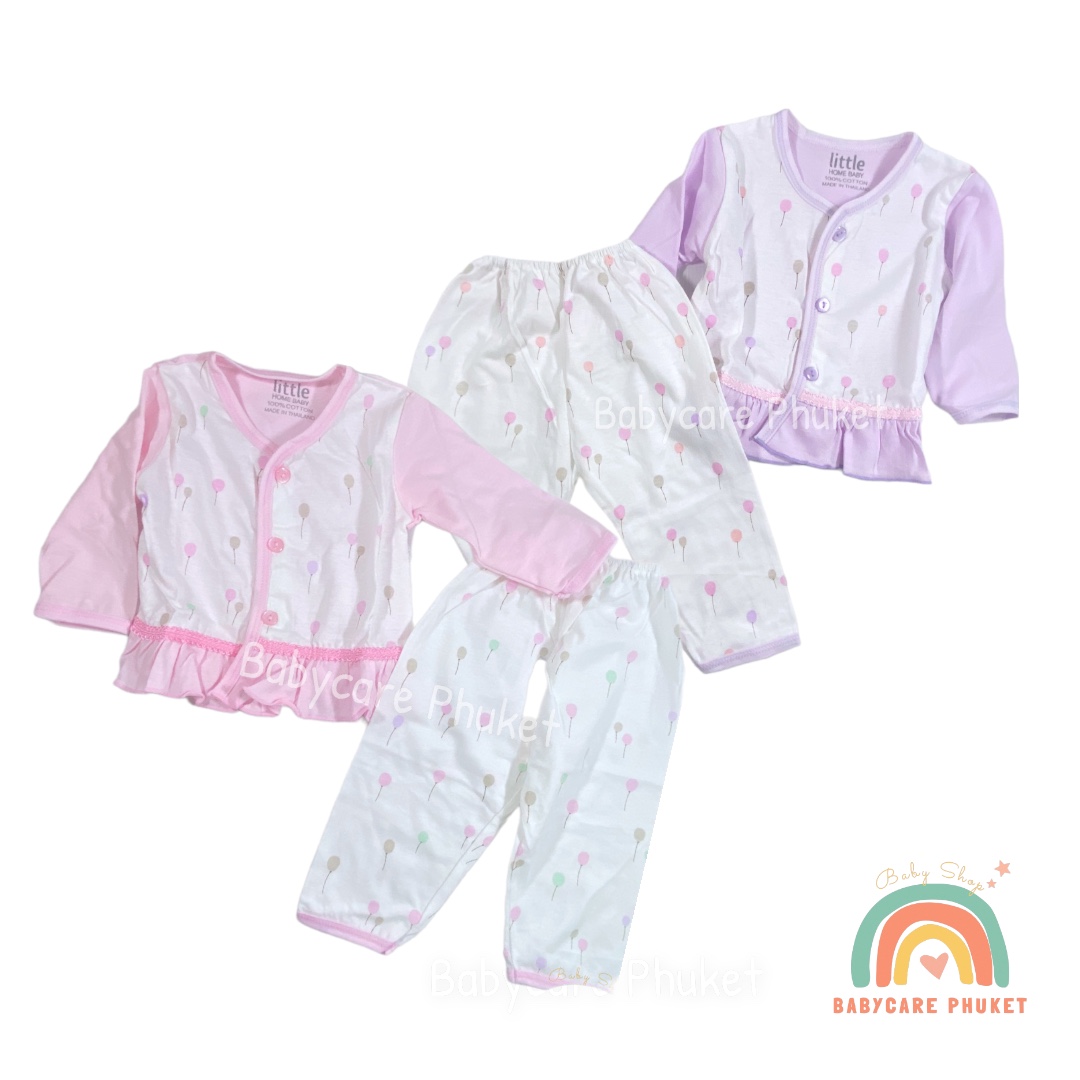 ชุดกระดุมหน้า แขนยาวขายาว ผ้าคัตตอล เด็กแรกเกิด