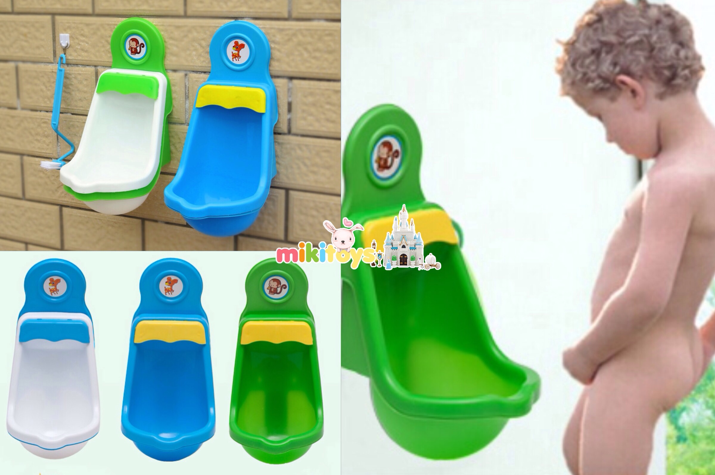 โถปัสสาวะเด็กชายแบบติดผนัง ++แถมแปรงล้างทำความสะอาด1ชิ้นต่อชุด**ฟรีค่าจัดส่ง