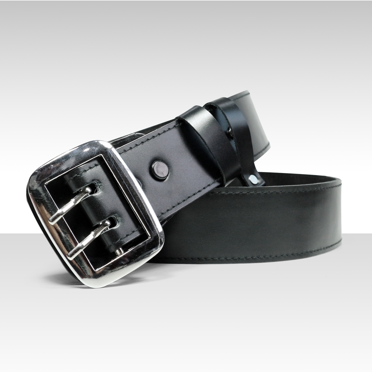 เข็มขัดหนัง ตร. หนังวัว (นุ่ม) ดำ 2 ด้าน