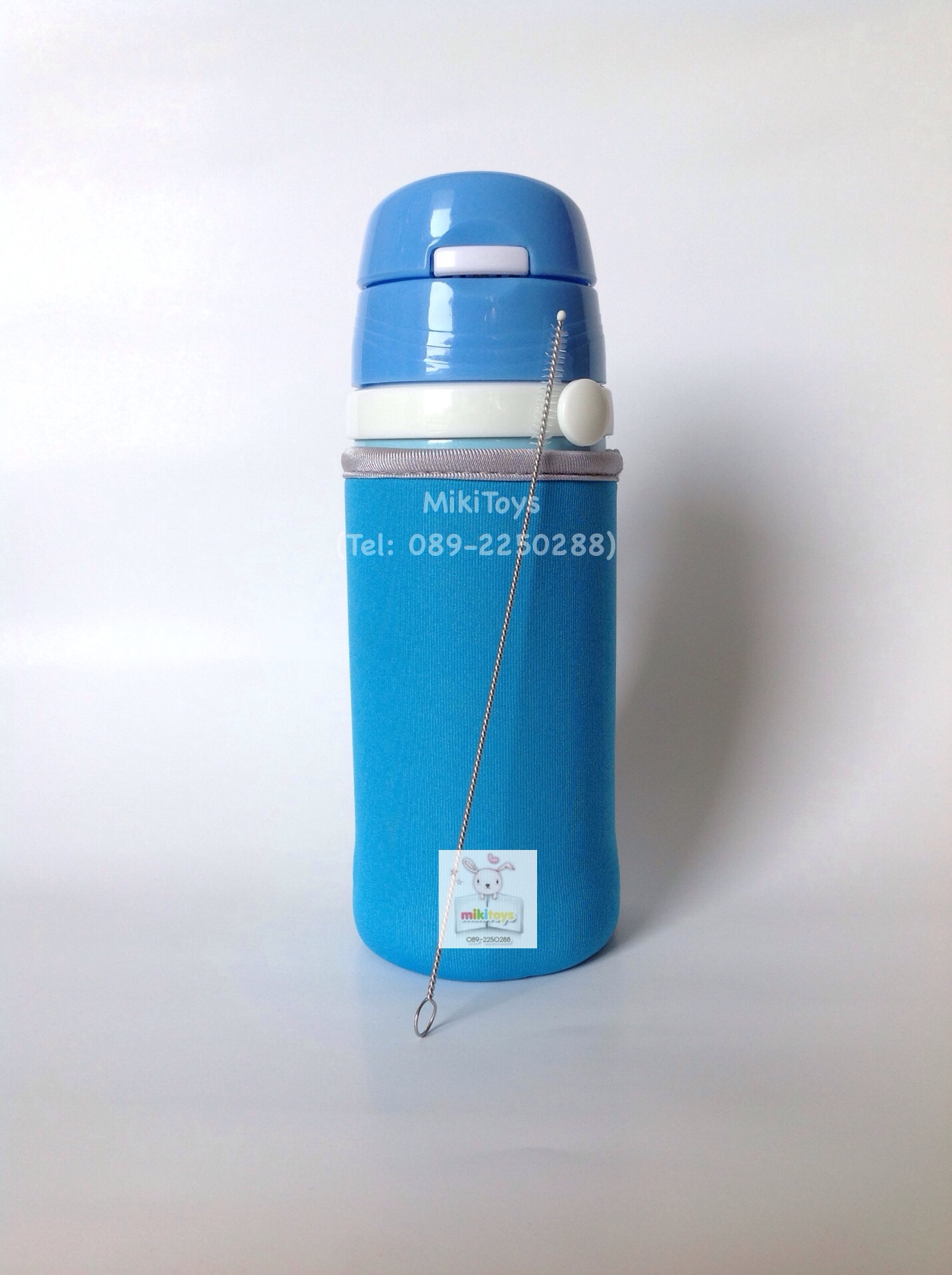 ✅กระติกน้ำมิกกี้เมาส์ Disney Mickey Mouse สีฟ้า สกรีนลายด้านเดียว แถมฟรี!! ถุงหุ้มช่วยรักษาอุณหภูมิ1ถุงและแปรงล้างหลอด1ชิ้นค่ะ^^