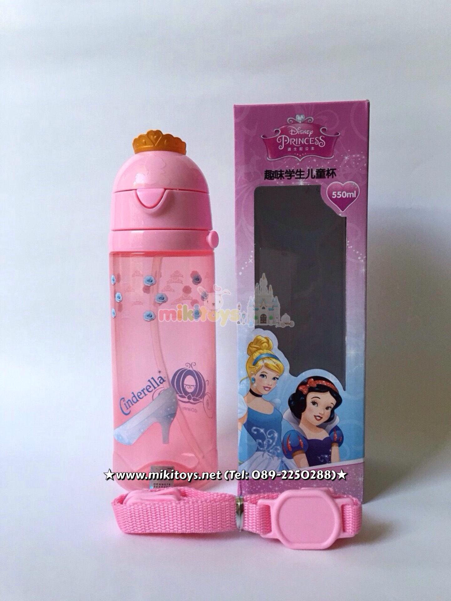 3D ~ กระติกน้ำสำหรับเด็ก Princess with crown 3D เจ้าหญิง สีชมพูหวานๆ ลายมงกุฏและดอกกุหลาบ