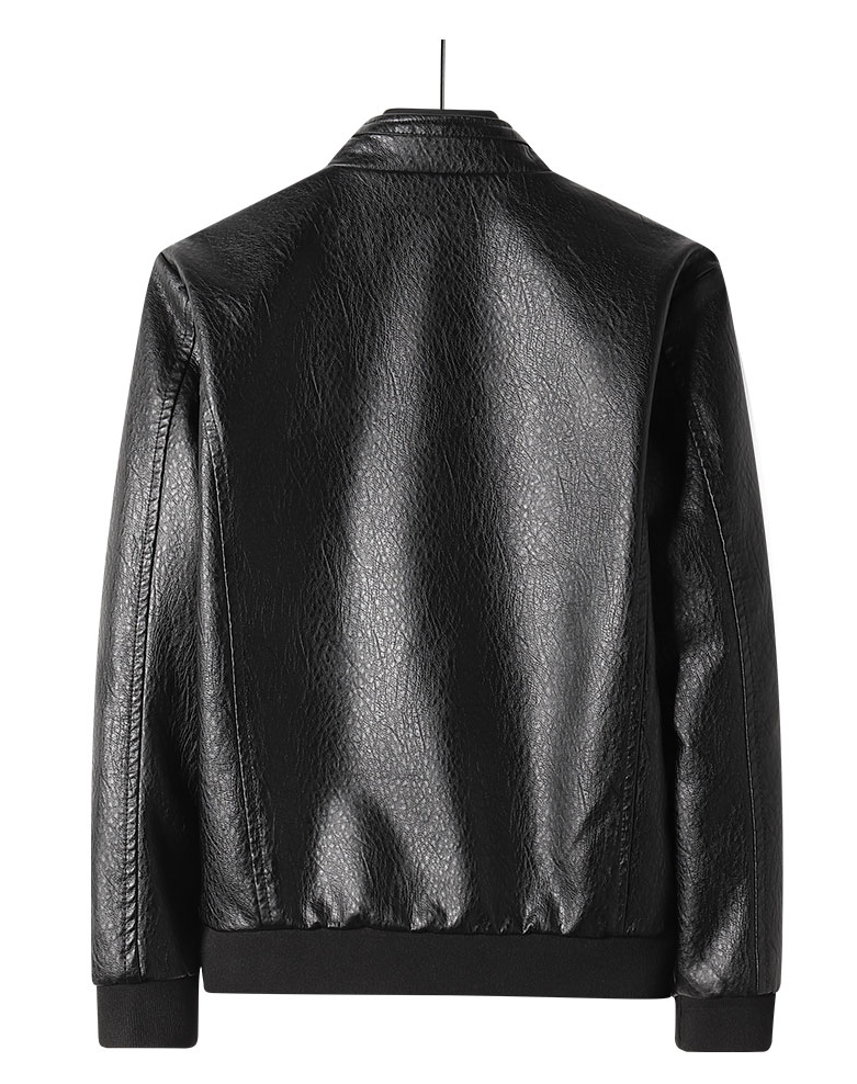 COM-004 เสื้อกันหนาวผู้ชาย หนังPU เรียบ ๆ สี ดำ / น้ำตาล / ไวน์แดง