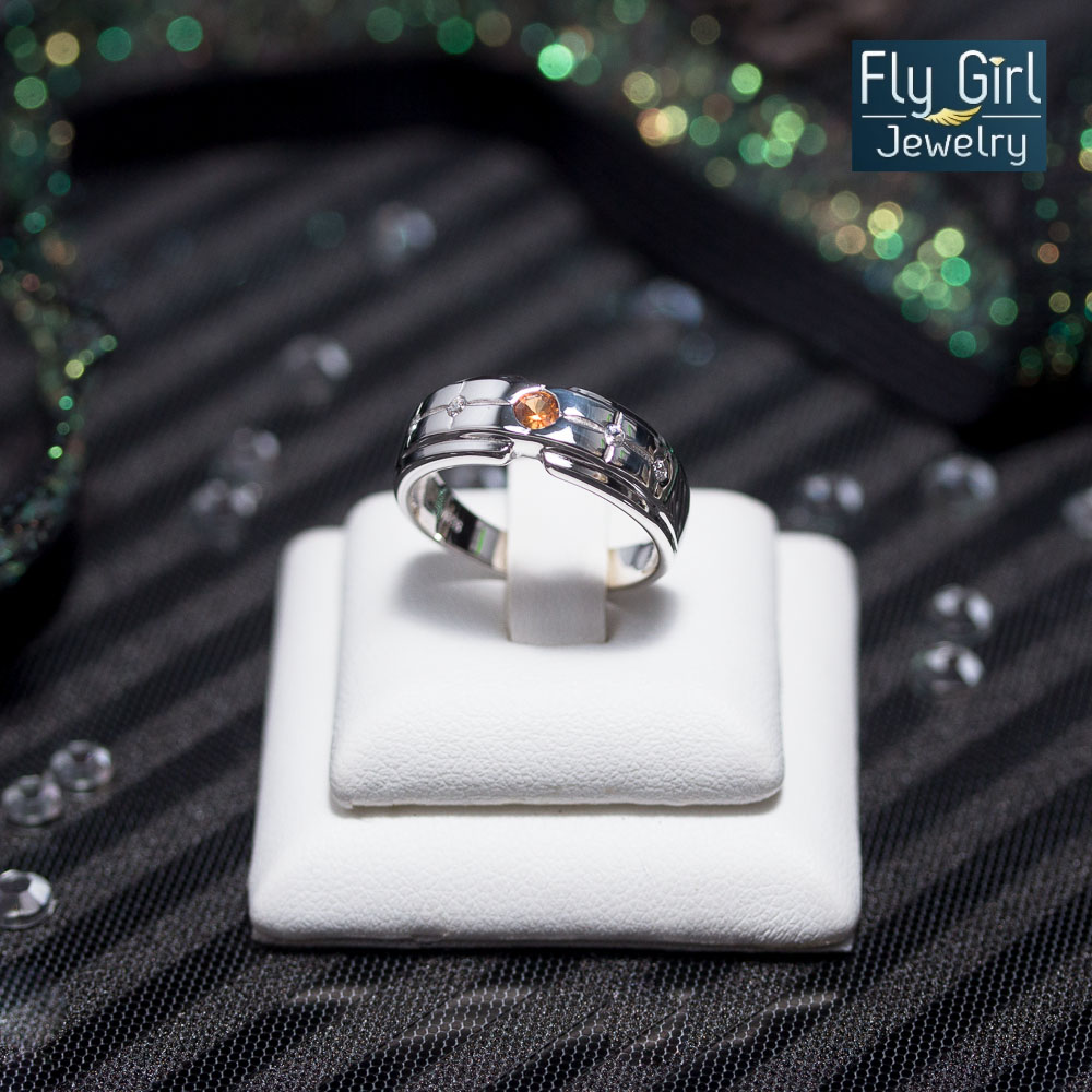 แหวนเงินแท้ พลอยบุษราคัมแท้ UNISEX