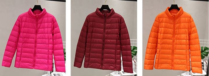 LD012 - เสื้อกันหนาว - ผ้าร่ม กันน้ำ บุขนเป็ด สีสันสวยงาม สี : ดำ / กุหลาบแดง / แดง / ไวน์แดง / ส้ม / ฟ้า / ม่วง / กรม