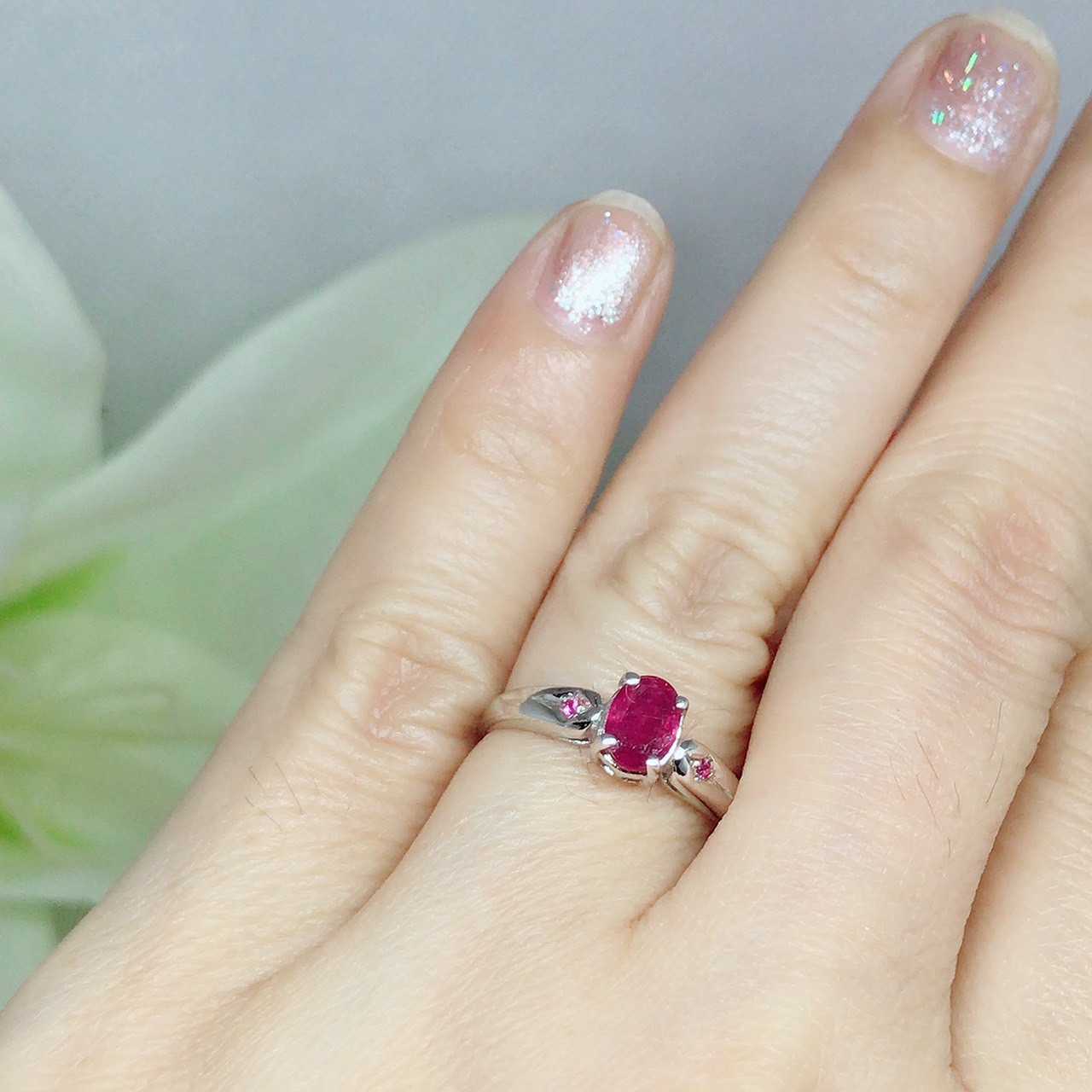 แหวนเงินแท้ พลอยทับทิมแท้(ราศีกรกฎ)