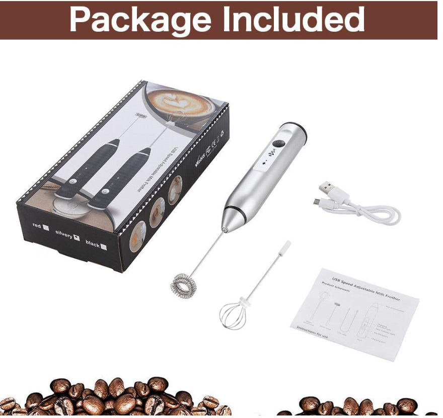 เครื่องตีฟองนมเครื่องตีไข่ ชาจไฟ USB 1610-373 สีดำ