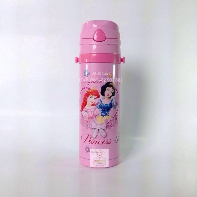 ✅กระติกน้ำเจ้าหญิง Disney Princess (Snow White,Cinderella,Ariel)ใบใหญ่ 450ml.แถมหลอดสำรอง/จุก/แปรงล้างหลอด รุ่นกดแล้วฝาเด้ง เก็บอุณหภูมิ