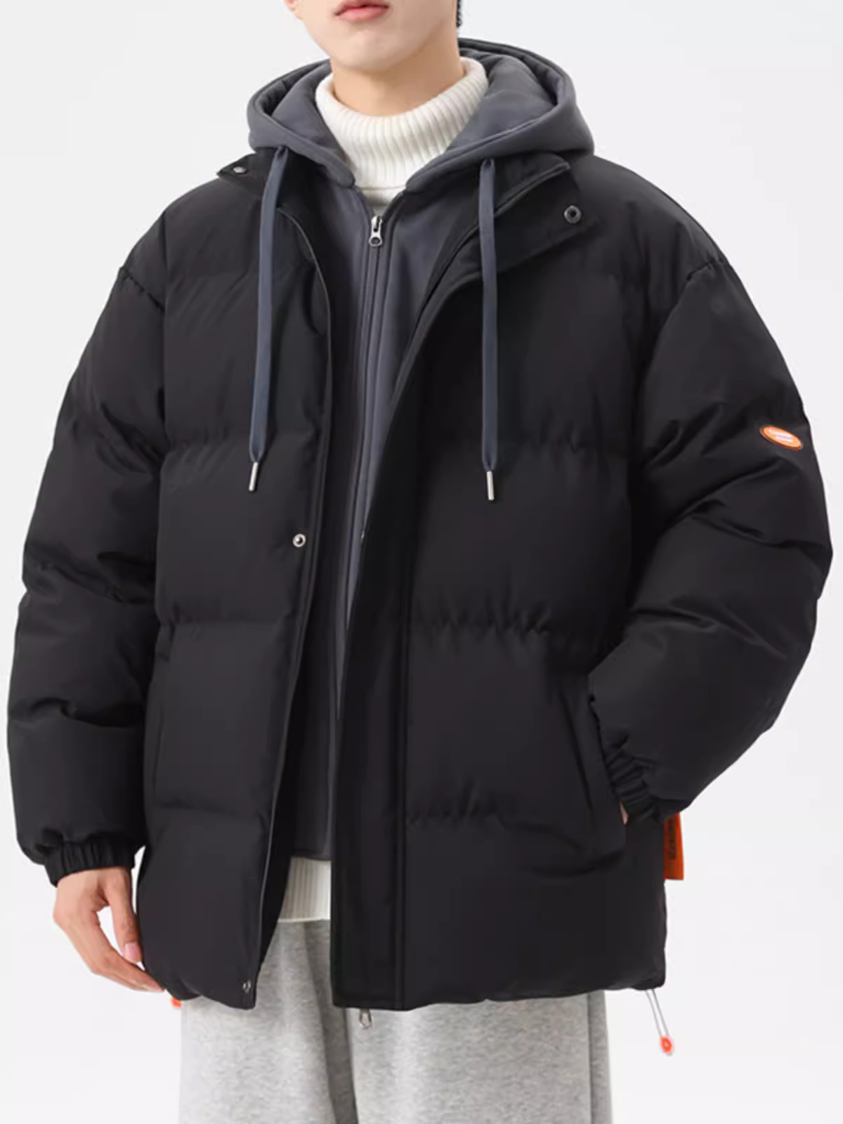 M2324-0001 เสื้อกันหนาวผู้ชายบุนวม งานเท่ ๆ วัยรุ่น ๆ หน่อย *งานจริงไม่มีแถบติดตรงแขน