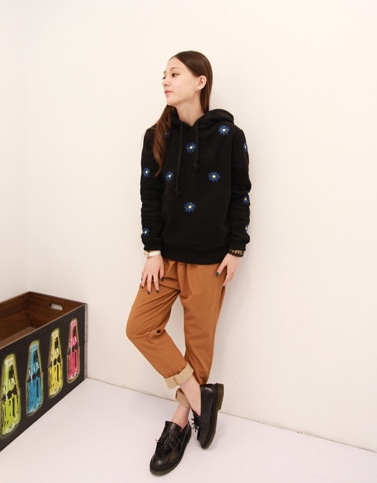 Pre Order - เสื้อกันหนาวแฟชั่น ผ้าขนแกะ ดีไซด์น่ารัก พร้อม Hood : สีชมพู / สีเทา / สีเขียว / สีดำ