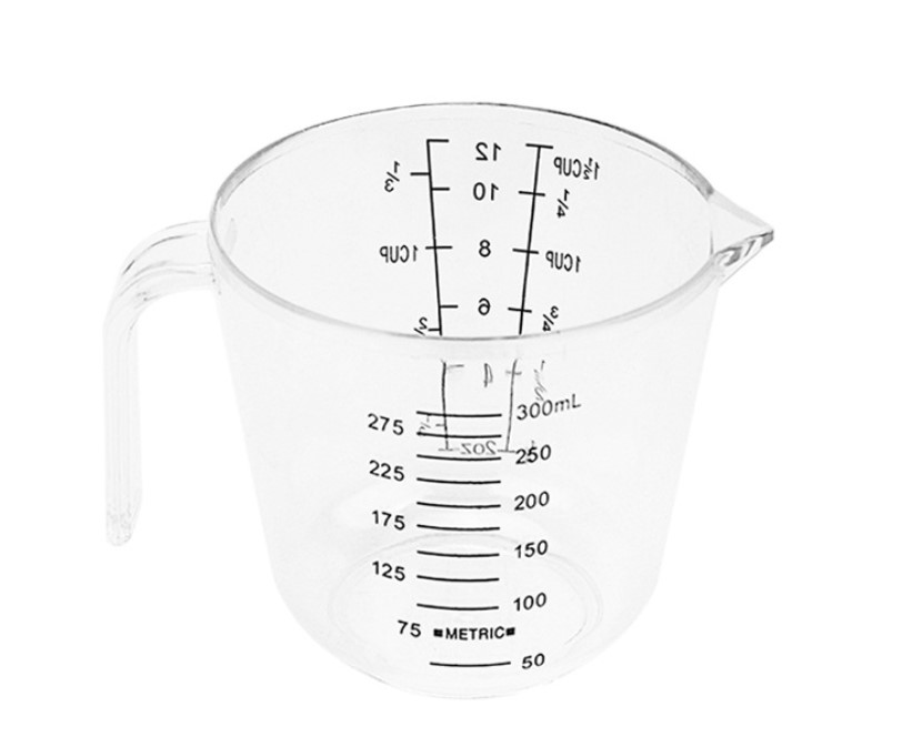 ถ้วยตวงพลาสติกขีดวัดขนาด 300ml หรือ 12 oz สีใส รหัส 1128