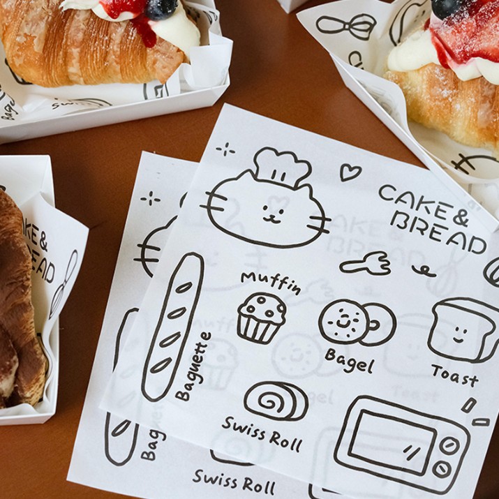 กระดาษไขรองอาหาร (Greaseproof paper) เคลือบกันน้ำ-น้ำมัน ขนาด 18x18 cm. (แพ็ค 98-100 ชิ้น)