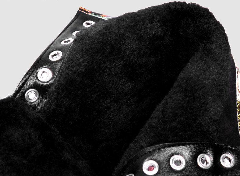 Pre Order - รองเท้ากันหนาว รองเท้าลุยหิมะ หนัง Pu ลายผีเสื้อ ข้างในบุกำมะหยี่ สูง 17cm สี : เหลือง / น้ำเงิน ไซส์ 35 / 36 / 37 / 38 / 39 / 40