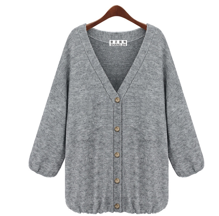 PreOrderไซส์ใหญ่ - เสื้อกันหนาวแฟชั่นไซส์ใหญ่ เวตเตอร์ถัก เป็นเสื้อคลุม สบาย ๆ สีเทา