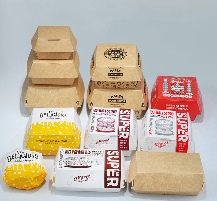 กล่องใส่เบอร์เกอร์-อาหารทอด กระดาษ Food Grade เคลือบกันไขมัน (grease-proof paper) แพ็ค 50 ชิ้น