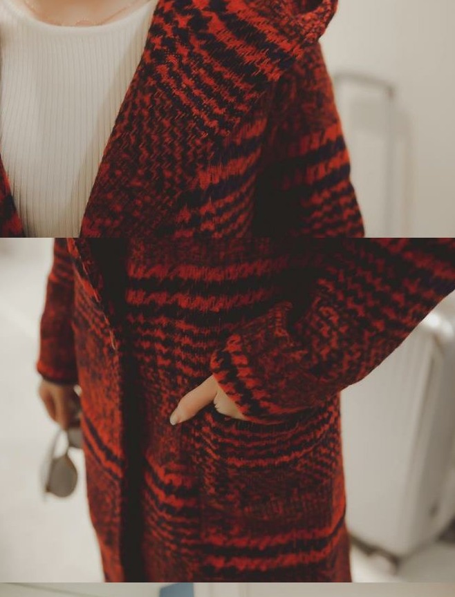 PreOrderเสื้อผ้าคนอ้วน - เสื้อกันหนาวไซส์ใหญ่ ลายสก๊อต ขนสัตว์ สี : เทา / แดง