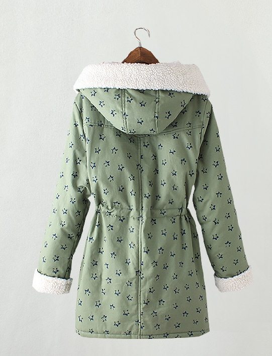 PreOrderคนอ้วน - เสื้อกันหนาว ผ้าฝ้ายพิมพ์ลายด้านนอก ข้างในบุหนังสัตว์ มี Hood สี : เขียว / แดง / น้ำเงิน