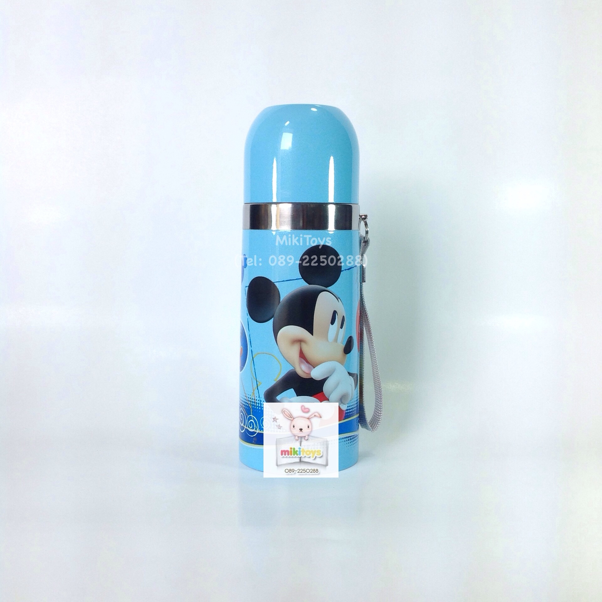 กระติกน้ำสำหรับเด็ก มิกกี้เมาส์ สีฟ้า Mickey Mouse เก็บอุณหภูมิร้อน-เย็น แบบกดปุ่มยกเท ฝาเป็นแก้วค่ะ ^^