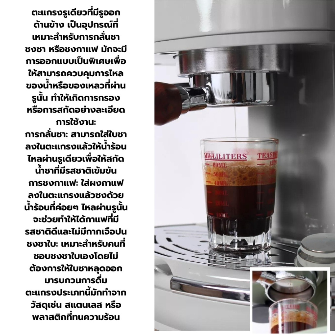 ตะแกรงกรอง รูเดียว ขนาด 58 มิล สำหรับชงชากาแฟ Two-Cup Double-Wall Filter Basket 9003-FB-D075