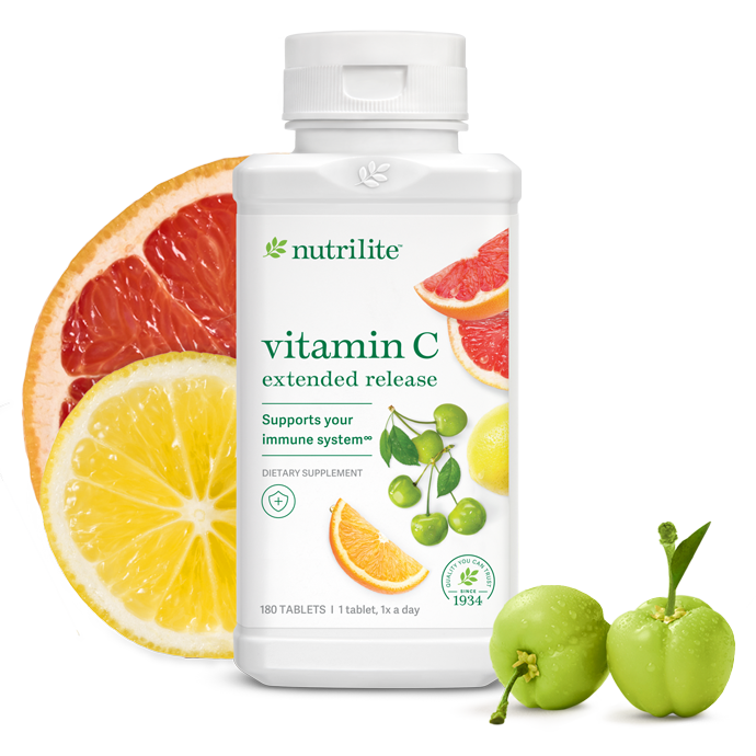 Nutrilite Vitamin C Extended Release วิตามิน ซี 500mg ชนิดละลายช้า ช่วยเพิ่มภูมิต้านทานร่างกาย ป้องกันการเป็นหวัด ผิวพรรณสวยใสขึ้น Amway USA