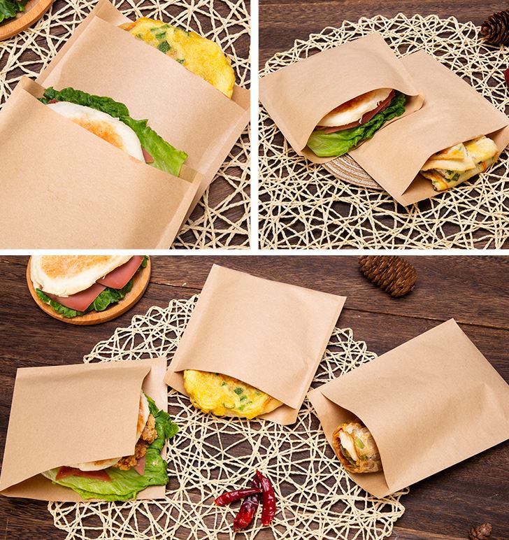 ซองกระดาษเคลือบกันน้ำ-น้ำมัน Food Grade สำหรับใส่อาหารทอด-อบ-ย่าง แพ็ค 100 ชิ้น