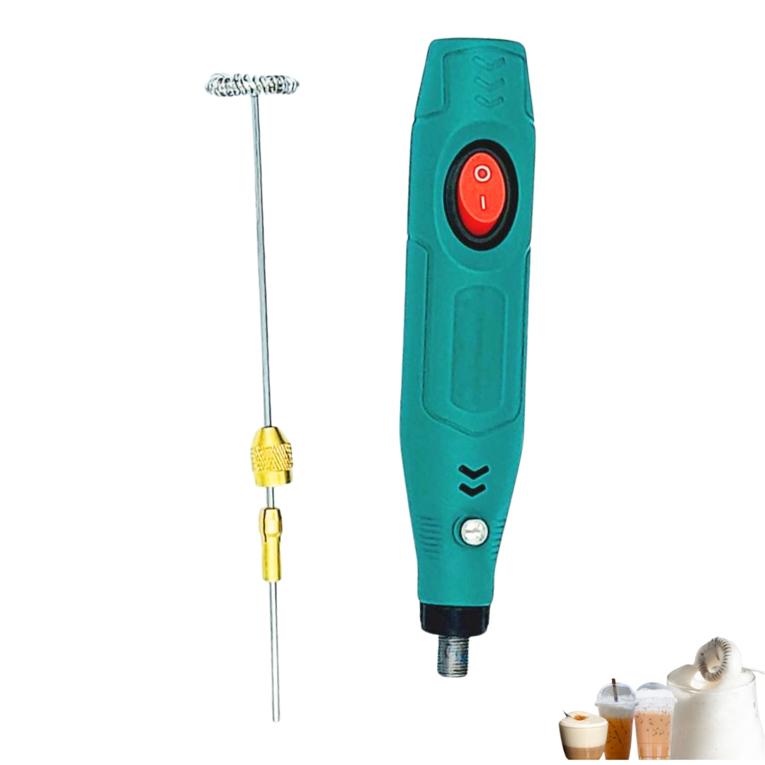 เครื่องตีฟองนมไฟฟ้า 220V .สีเขียว ความเร็วรอบ 16000 RPM สวิทต์ทางเดียว ก้านตีหนา 2mm. ยาว 15 ซม. รหัส 2676