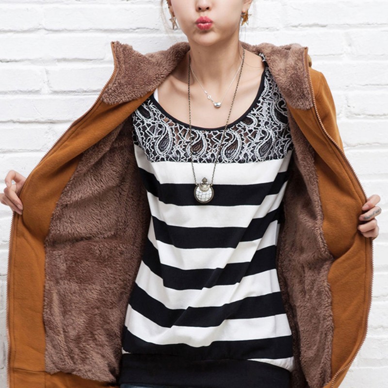 PreOrderไซส์ใหญ่ - เสื้อกันหนาวไซส์ใหญ่ คนอ้วน ผ้าฝ้าย มี Hood แต่งผ้าลูกไม้ที่หมวกและคอ สี : ชมพู / น้ำตาล