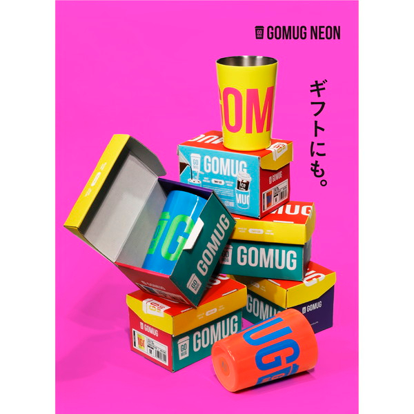 JAPAN GOMUG NEON แก้วน้ำสแตนเลสเก็บความร้อนและเย็น ได้พอดีแก้วกาแฟจากร้านสะดวกซื้อ ลวดลายสไตล์เญี่ปุ่น ชนาด 460ml